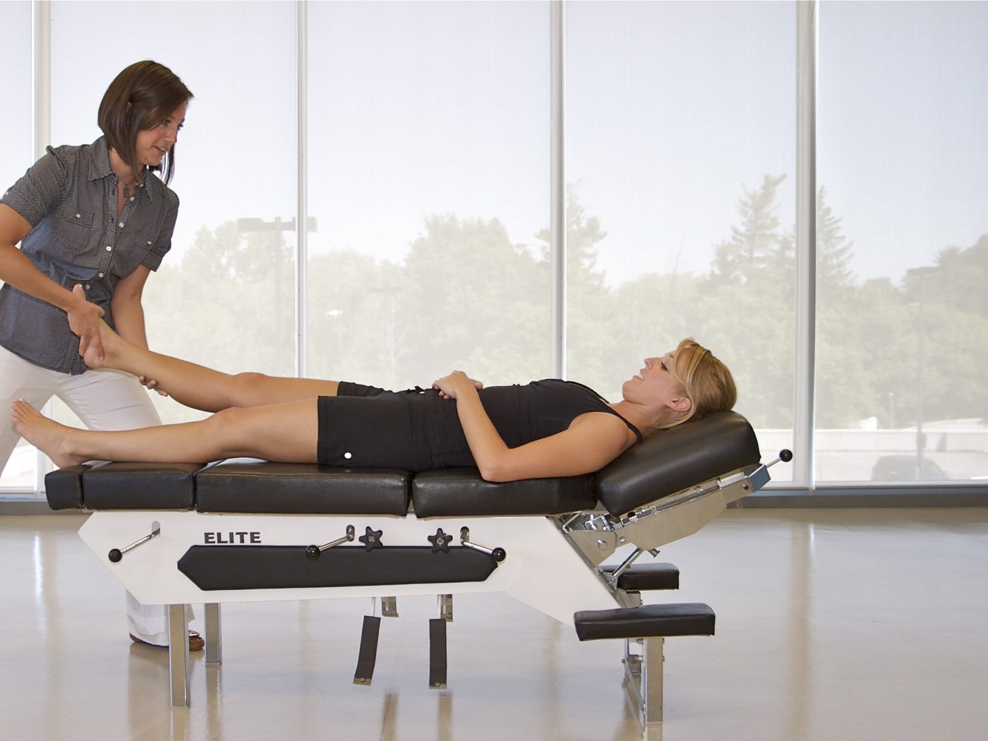 A chiropractic adjustment at the clinic
