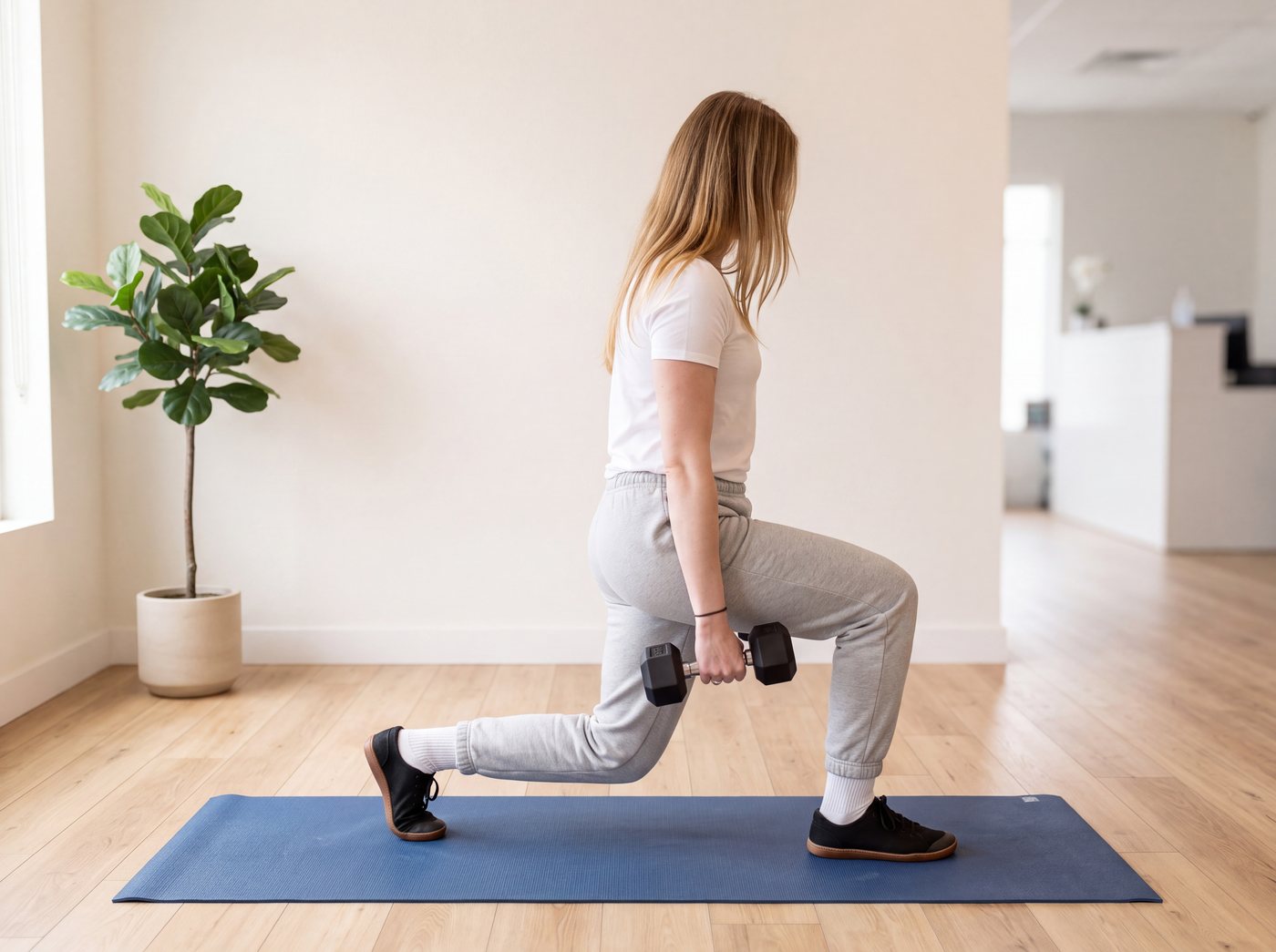 A supervised rehabilitation exercise at the clinic
